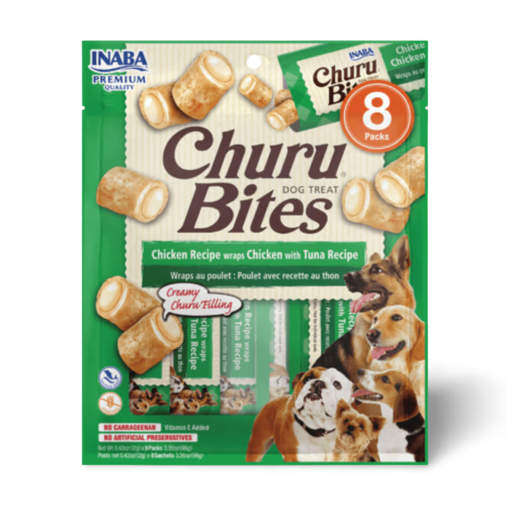 INABA DOG CHURU BITES CHICKEN WRAPS WITH TUNA 96G 6PK