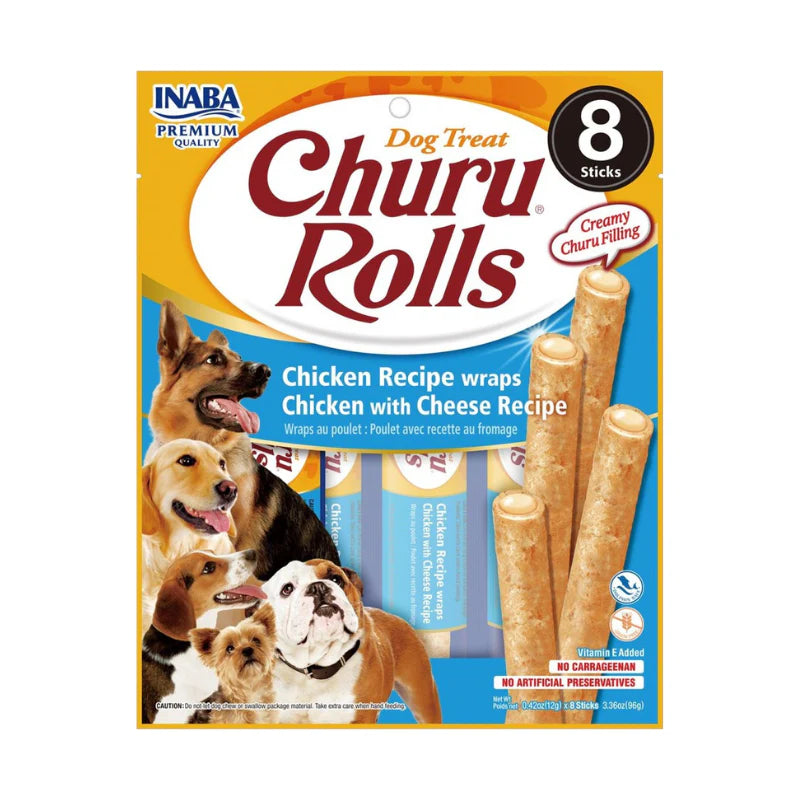Inaba Churu Bites Chicken Recipe Wrap Chicken w/ Cheese Dog Treat 8x12g