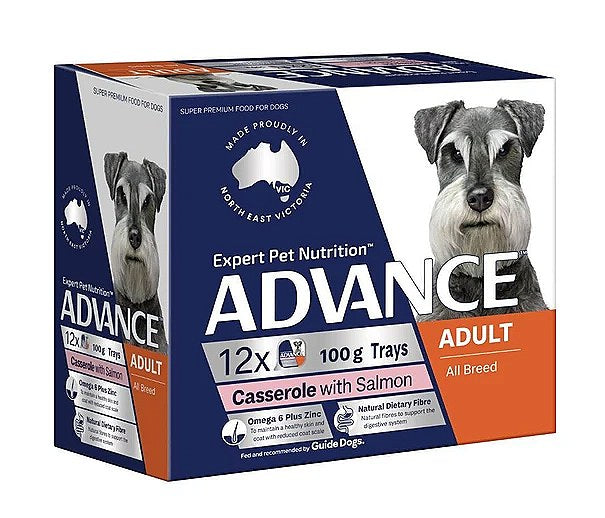 ADVANCE DOG ADULT SALMON CASS 100G 12PK