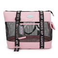 Luuks Up mesh pet carrier tote bag in pink and black with branded straps