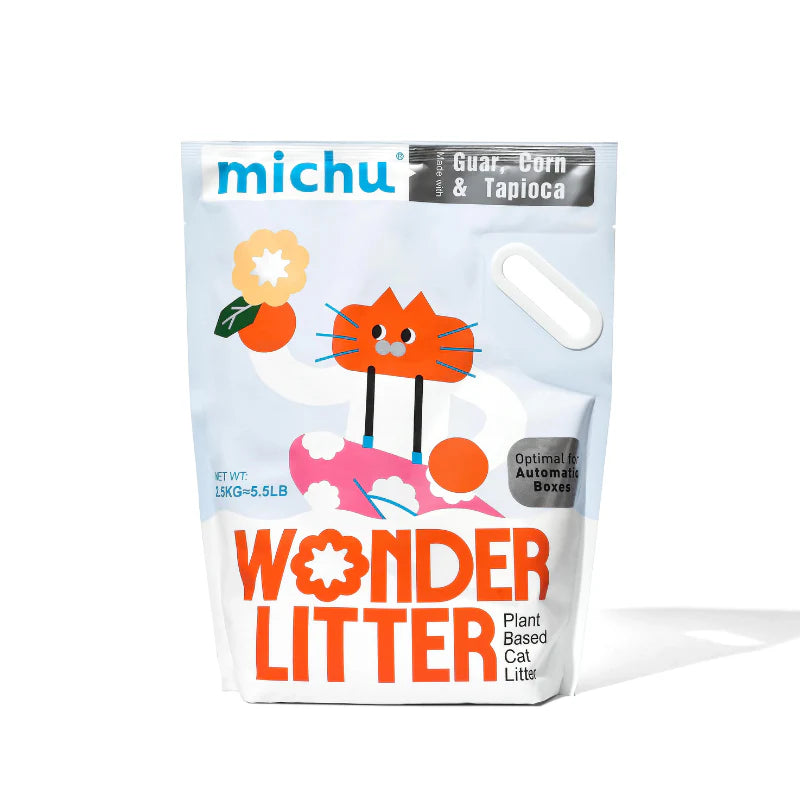 Michu Wonder Litter Plant-Based & Auto-Box Friendly Cat Litter 2.5kg/6L (lemon scented)