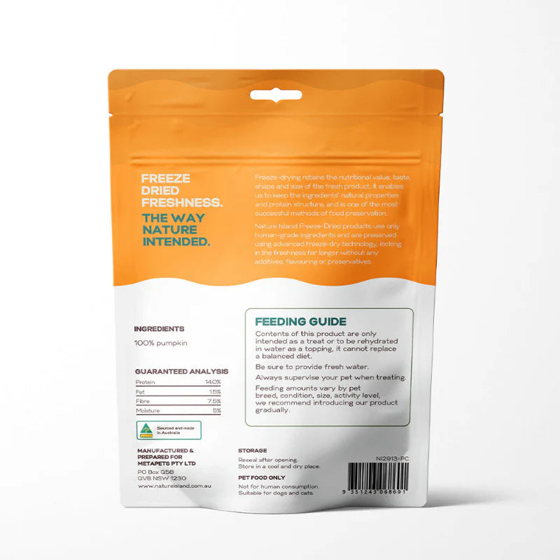 Nature Island Freeze Dried Pumpkin Cube treats 50g for Pets