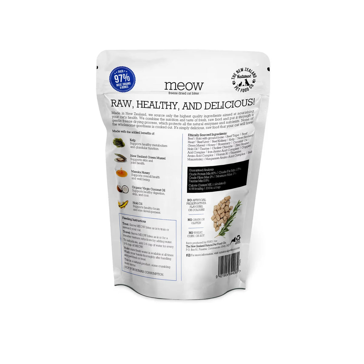 Meow Freeze Dried Cat Food Beef & Hoki 280gm