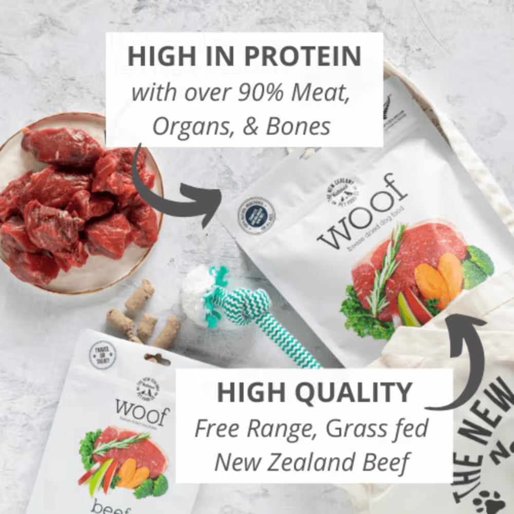 The New Zealand Natural Woof Dog Bites Freeze Dried Travel Treat Lamb 50g