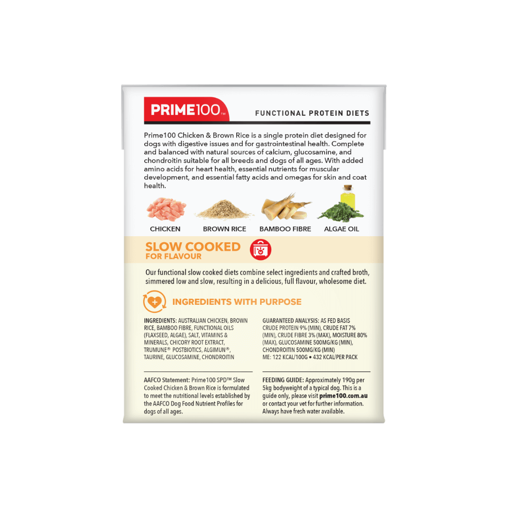 Prime100 SPD Slow Cooked Chicken & Brown Rice 354g