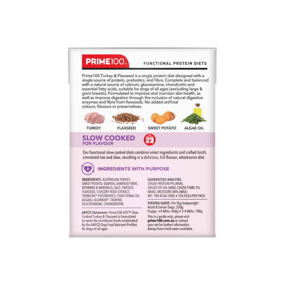 Prime100 SPD SLOW COOKED TURKEY & FLAXSEED 354G