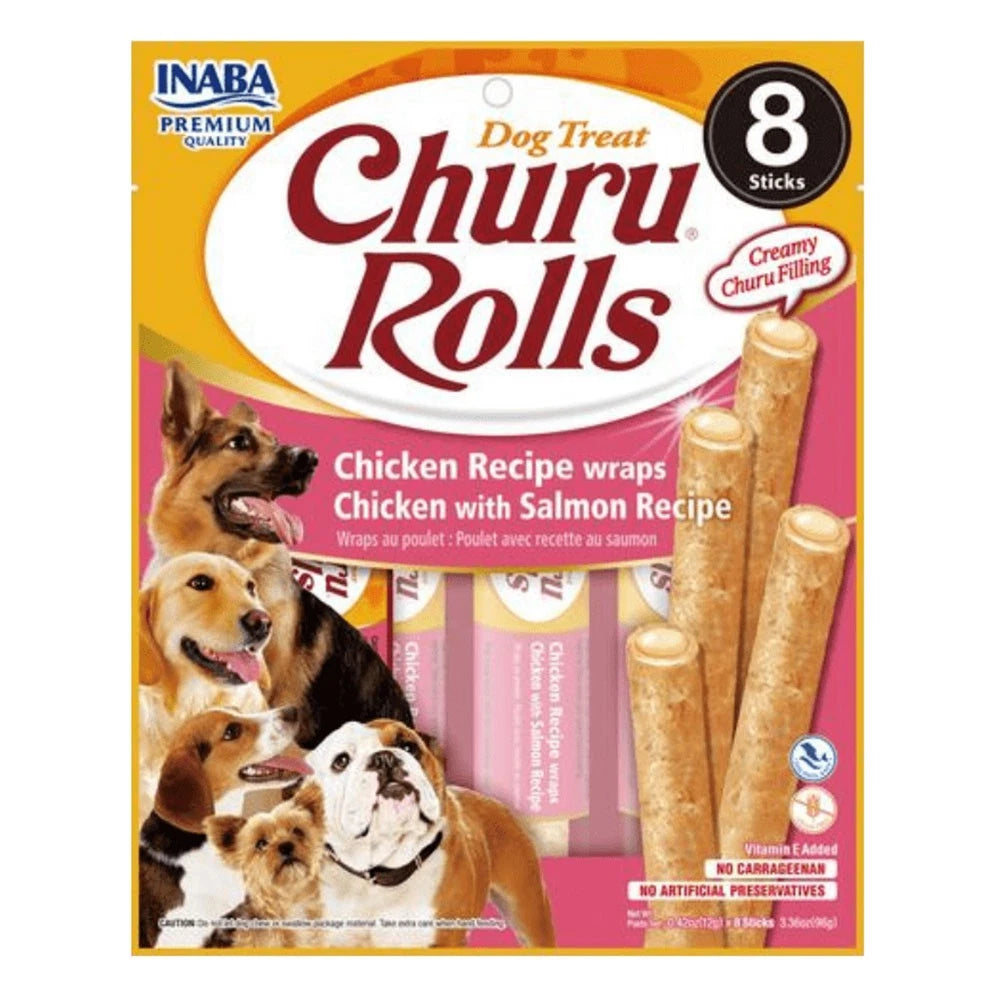 INABA DOG CHURU ROLLS CHICKEN WRAPS 96G 6PK