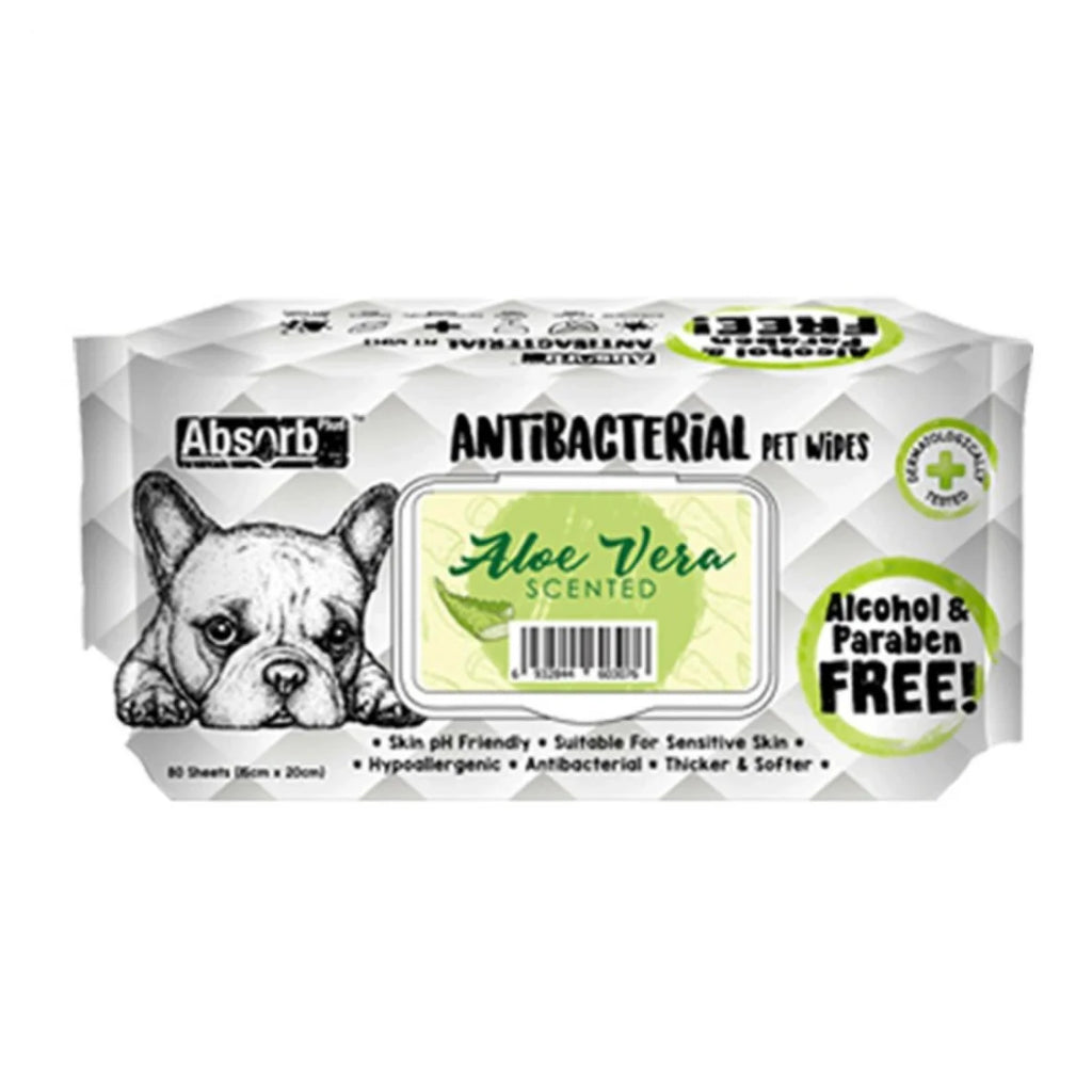 Absorb Plus Dog Wipes Aloe Vera 80 Sheets