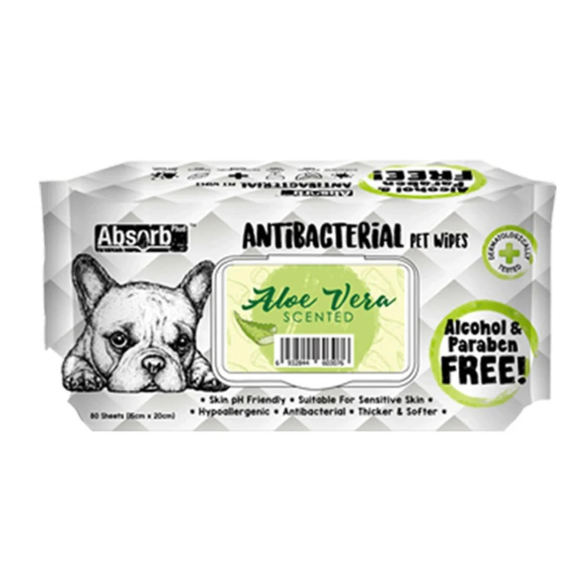 Absorb Plus Dog Wipes Aloe Vera 80 Sheets